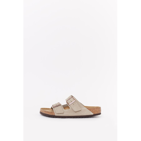 BIRKENSTOCK TAUPE ARIZONA NARROW SOFT FOOTBED SUEDE LEATHER SANDALS